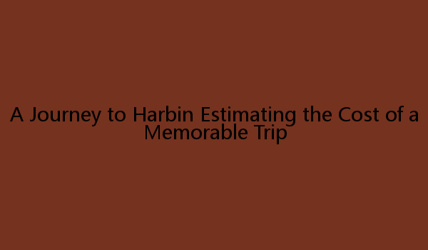 A Journey to Harbin Estimating the Cost of a Memorable Trip