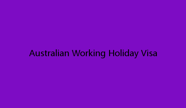 Australian Working Holiday Visa